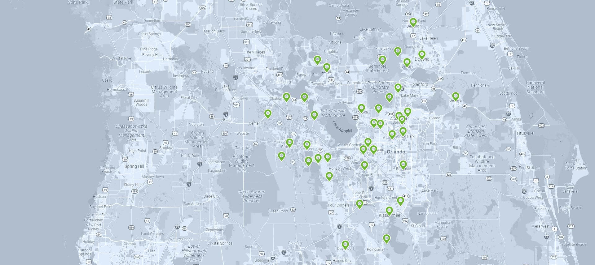 Greater Orlando service area map